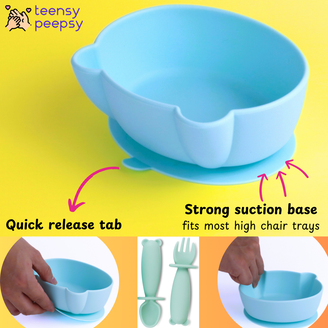 Bear Silicone Baby Bowl Feeding Set (Misty Jade)