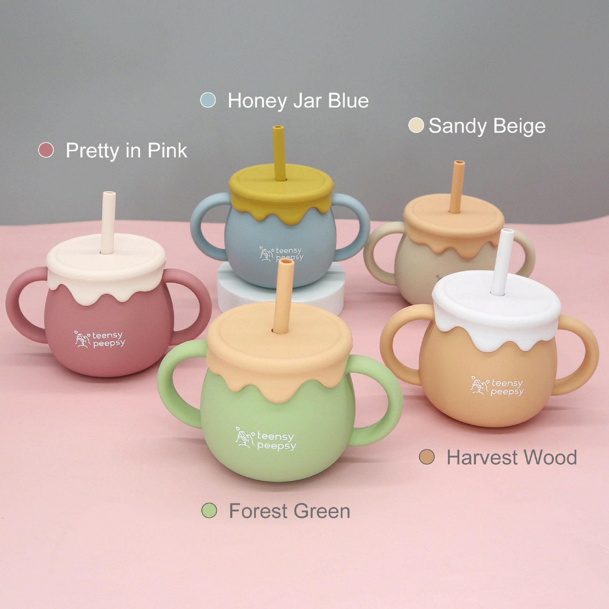 Honey Pot 3-in-1 Silicone Training Cup (Pretty In Pink) - teensy peepsy