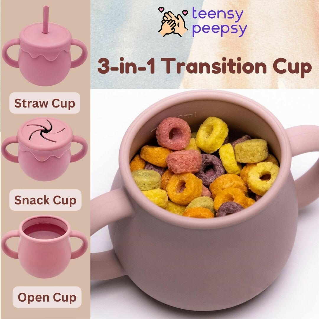 Honey Pot 3-in-1 Silicone Training Cup (Pretty In Pink) - teensy peepsy