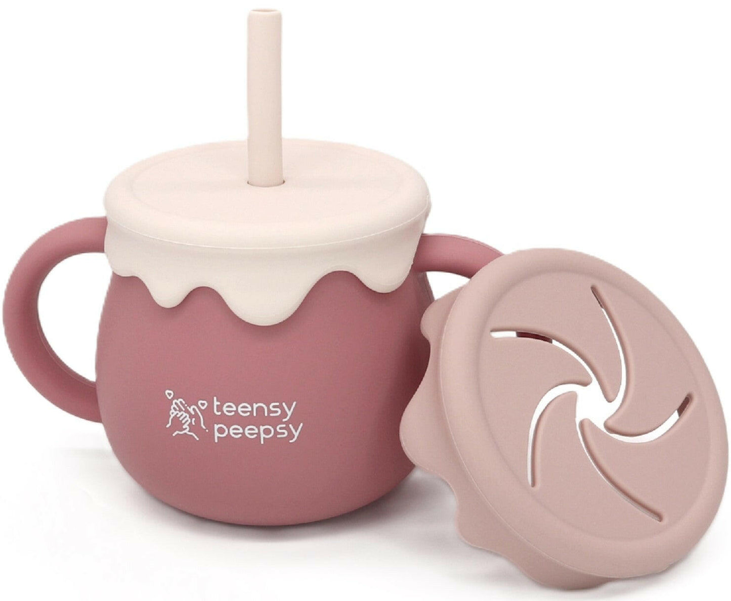 Honey Pot 3-in-1 Silicone Training Cup (Pretty In Pink) - teensy peepsy