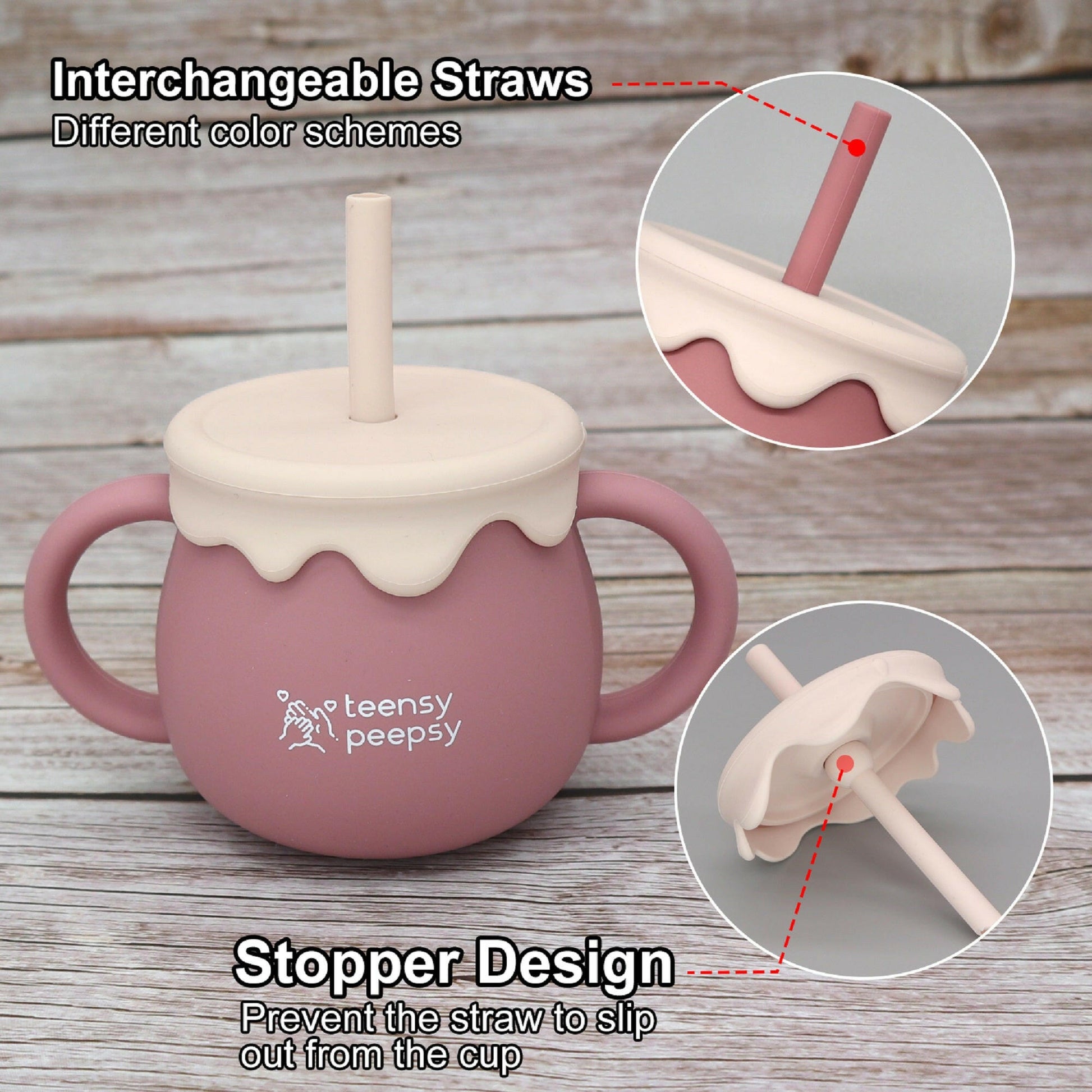 Honey Pot 3-in-1 Silicone Training Cup (Pretty In Pink) - teensy peepsy