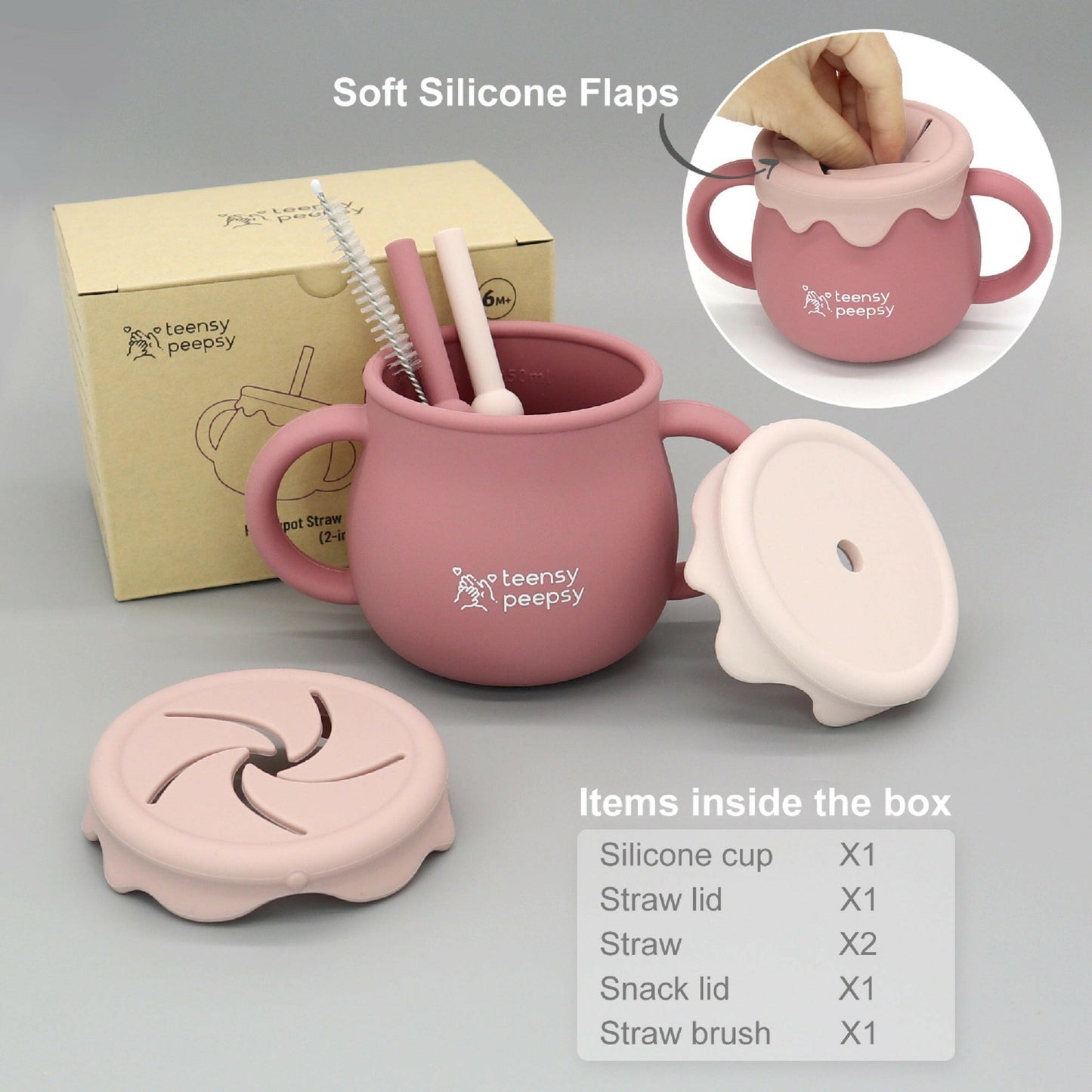 Honey Pot 3-in-1 Silicone Training Cup (Pretty In Pink) - teensy peepsy