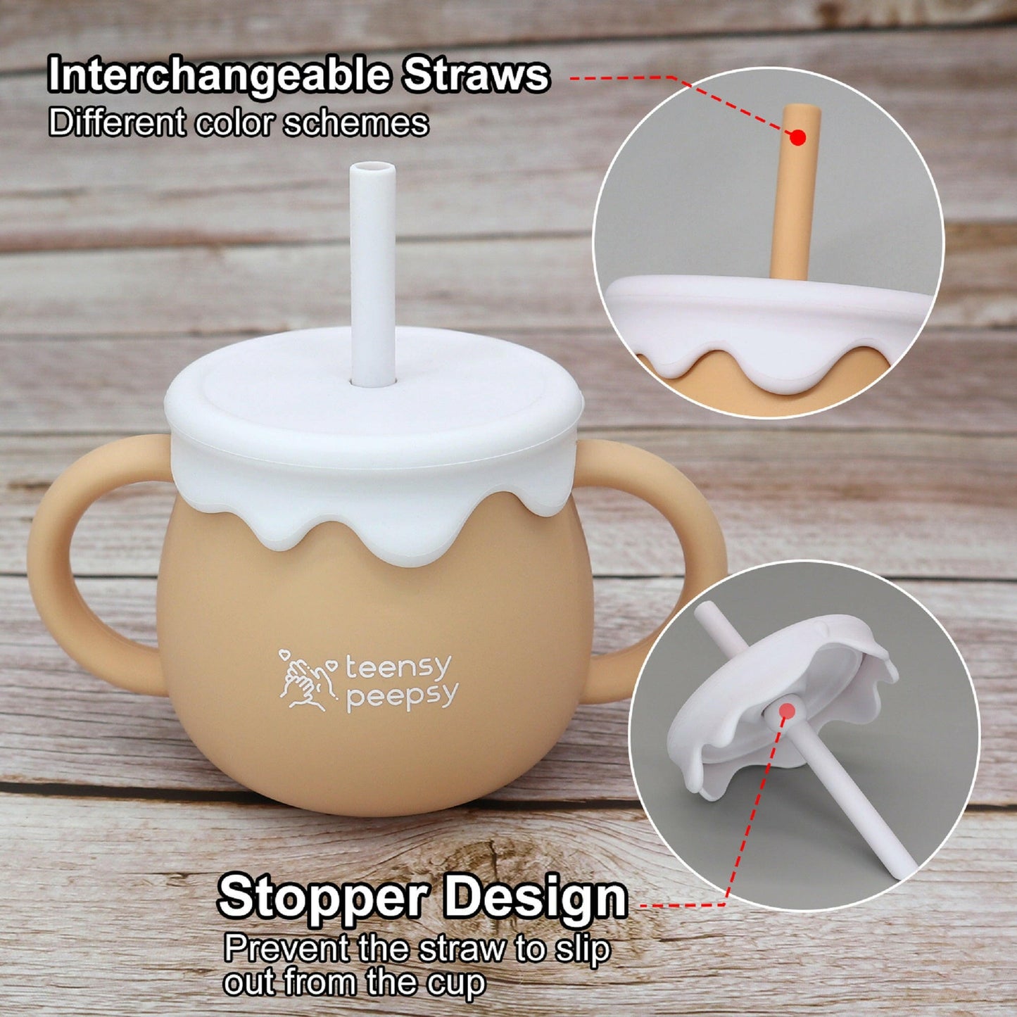 Honey Pot 3-in-1 Silicone Training Cup (Harvest Wood) - teensy peepsy