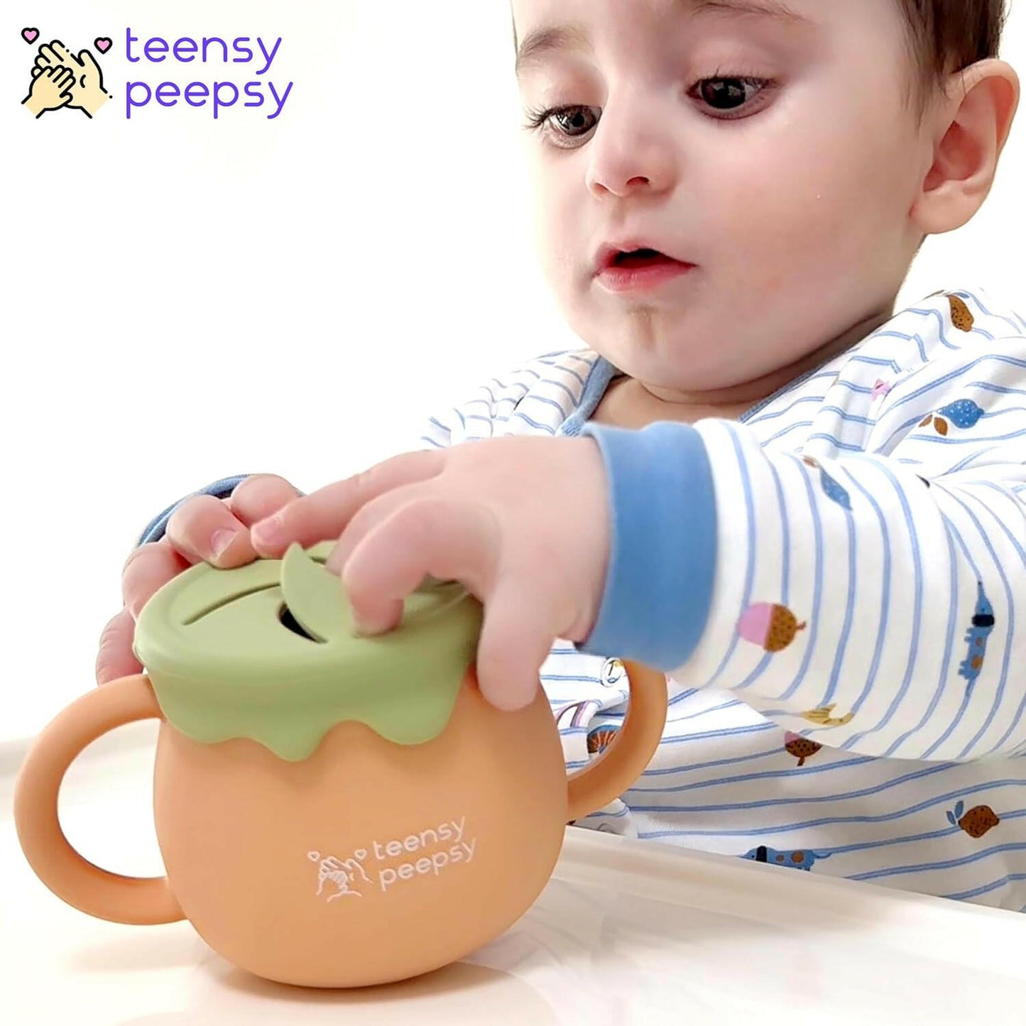 Honey Pot 3-in-1 Silicone Training Cup (Harvest Wood) - teensy peepsy