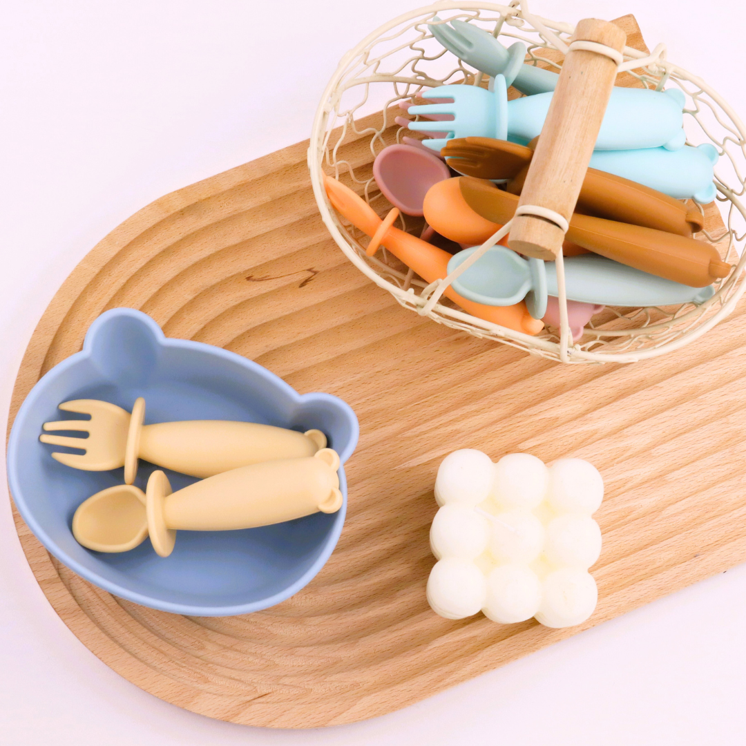 Bear Silicone Baby Bowl Feeding Set (Summer Sky)