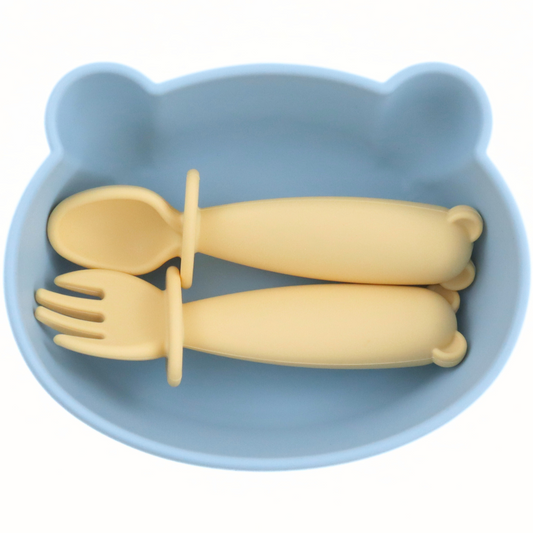 Bear Silicone Baby Bowl Feeding Set (Summer Sky)