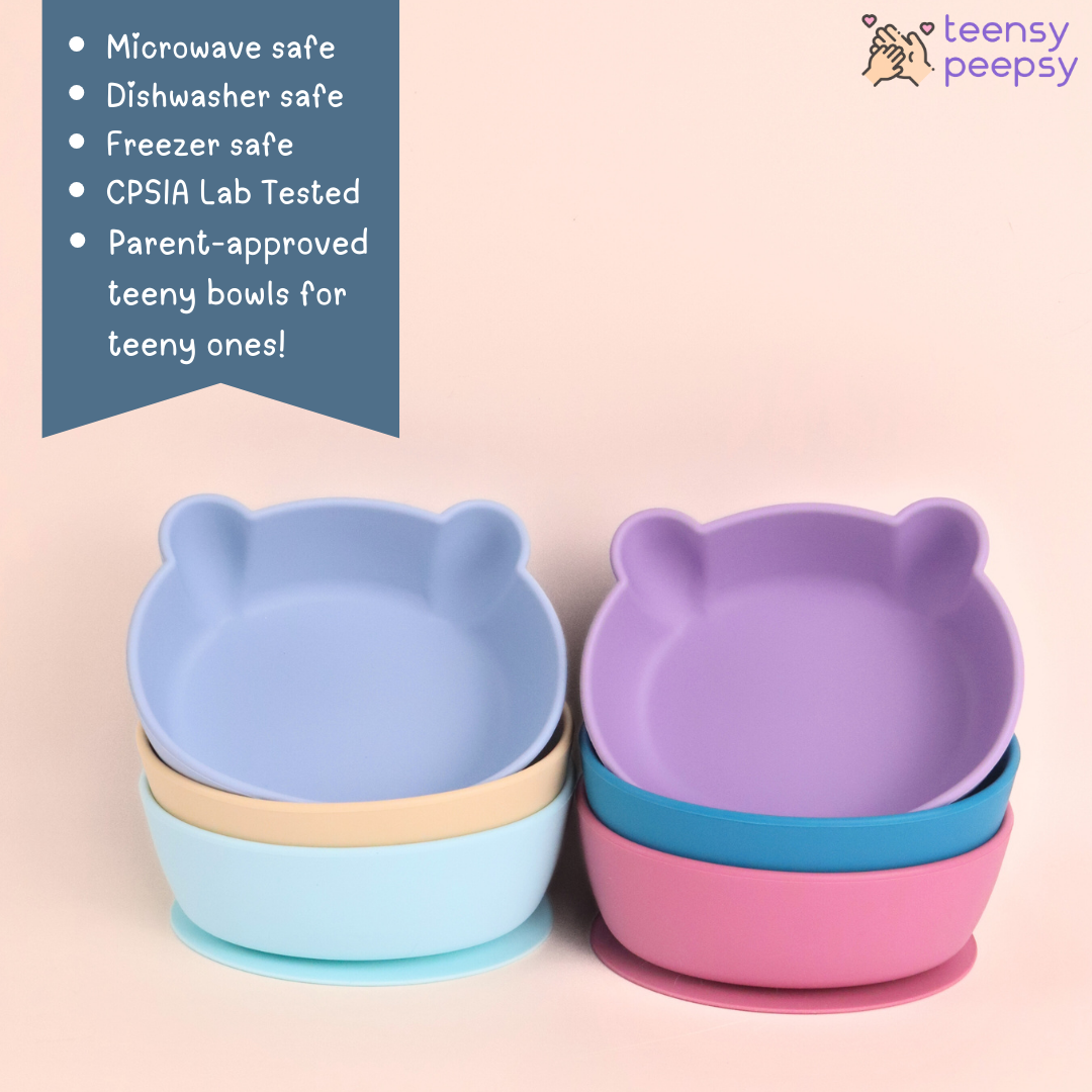 Bear Silicone Baby Bowl Feeding Set (Misty Jade)