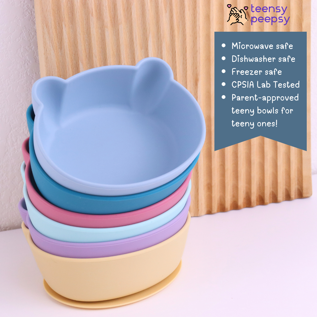 Bear Silicone Baby Bowl Feeding Set (Summer Sky)