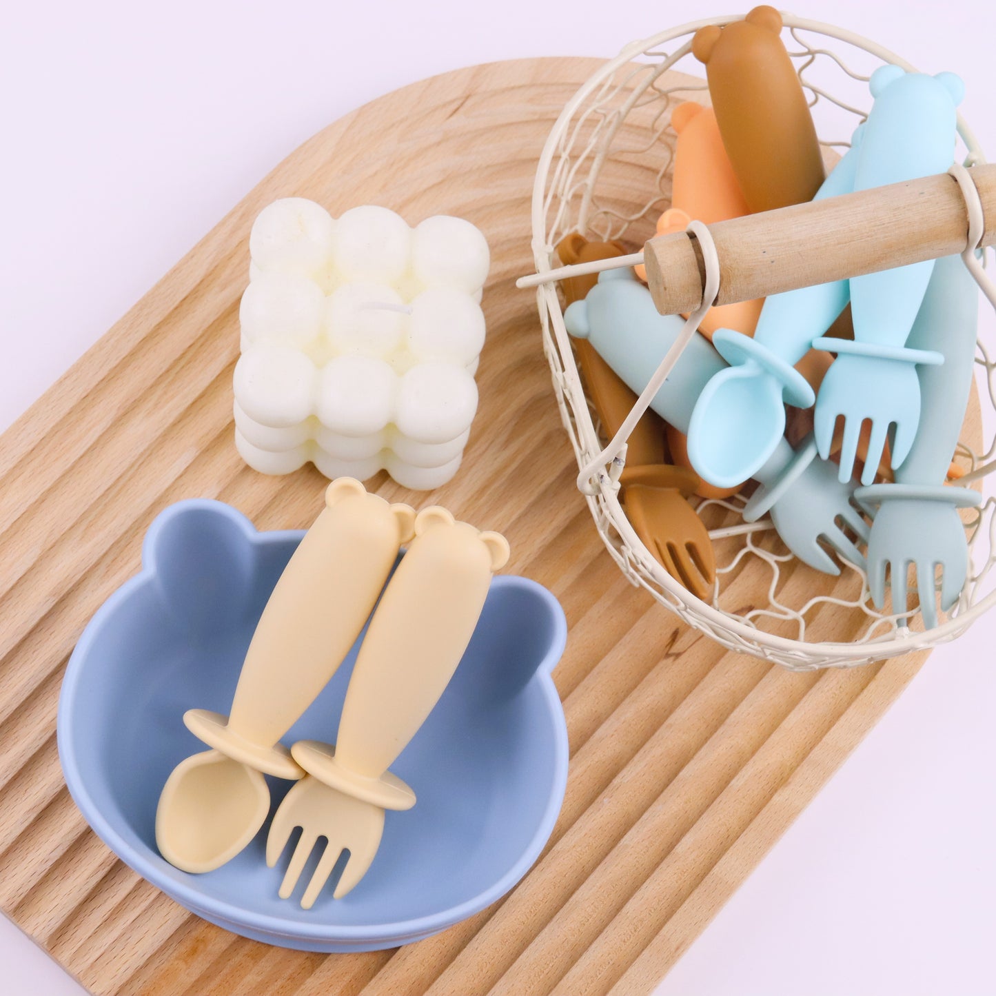 Bear Silicone Baby Bowl Feeding Set (Summer Sky)