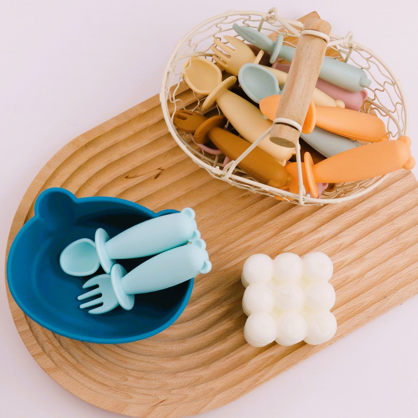 Bear Silicone Baby Bowl Feeding Set (Aquamarine)