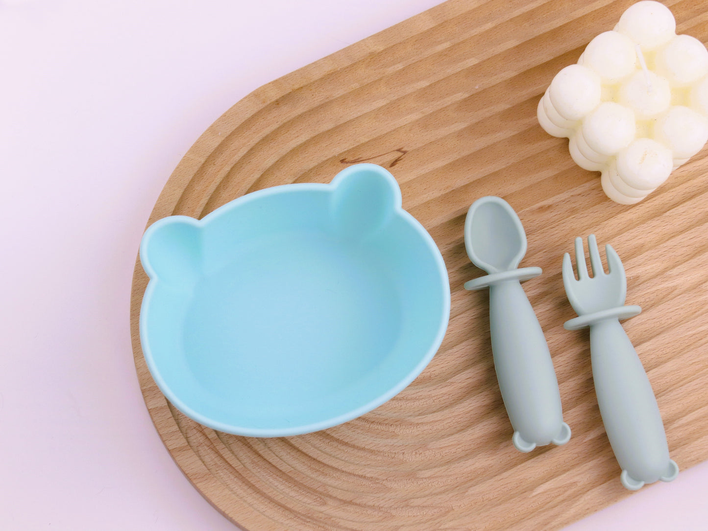 Bear Silicone Baby Bowl Feeding Set (Misty Jade)