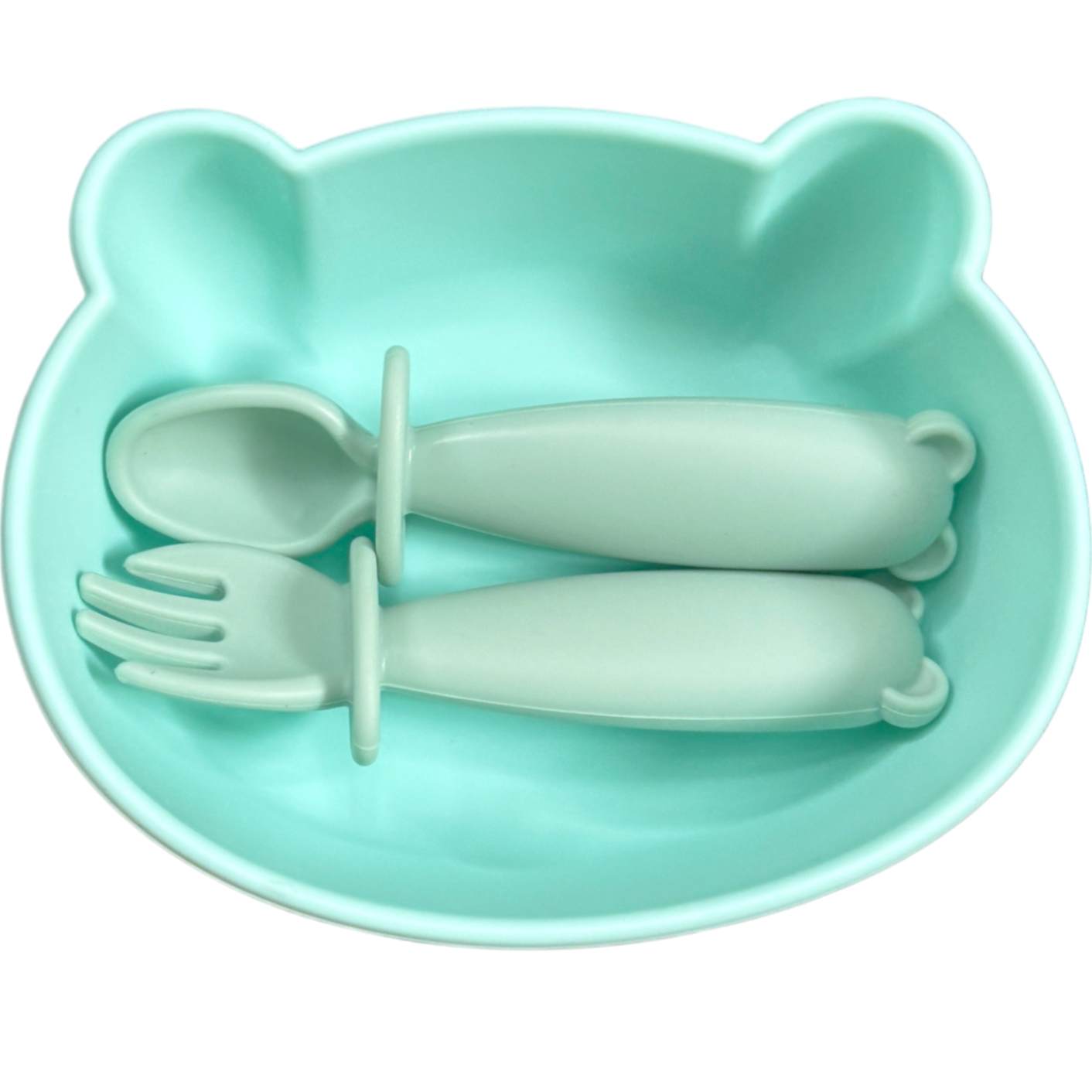 Bear Silicone Baby Bowl Feeding Set (Misty Jade)